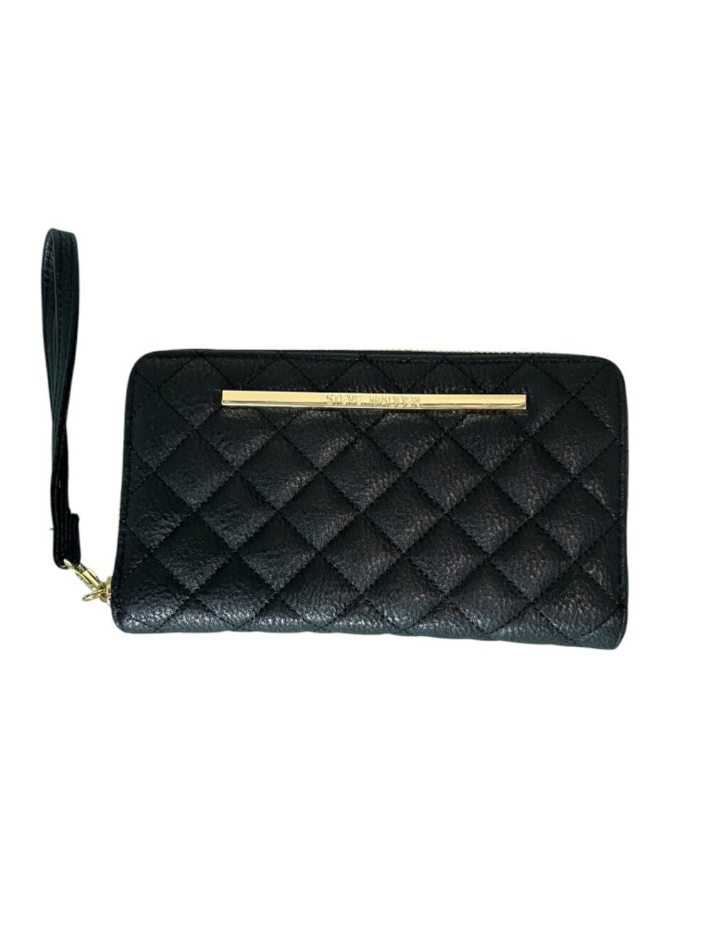 Steve Madden Black Quilted Zip-Around Wallet/Wristlet
